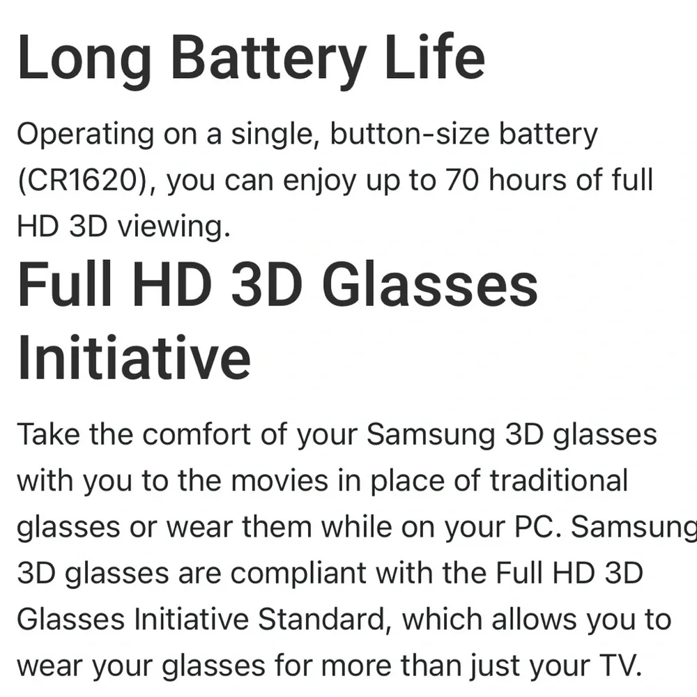 Samsung 3D glasses. Two pairs.
